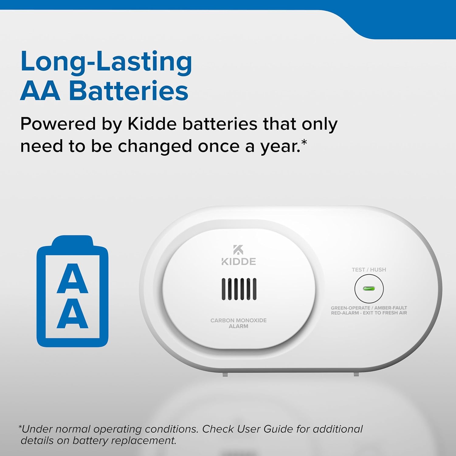 Kidde Carbon Monoxide Detector, AA Battery-Powered, COB
