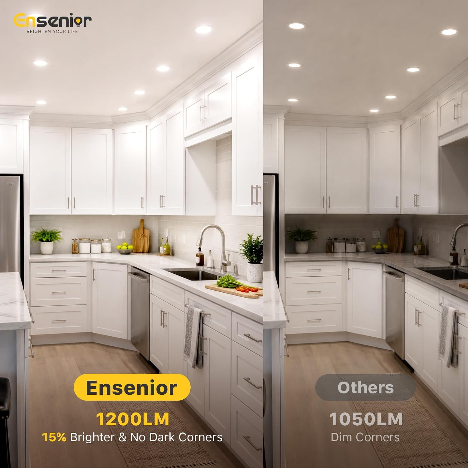 Ensenior 12 Pack 6 Inch LED Recessed Ceiling Light, 5CCT, 1200LM 12W 120V