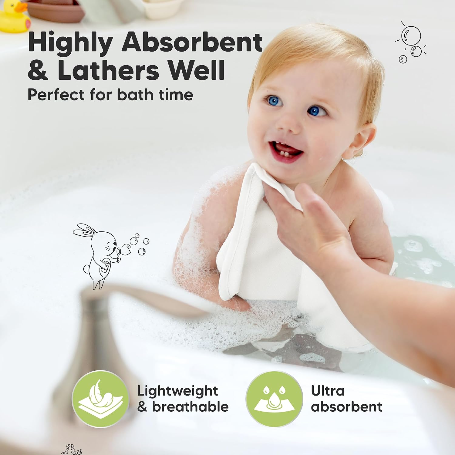 6pk Cotton Baby Washcloths for Newborn Organic Cotton Muslin (Soft White)