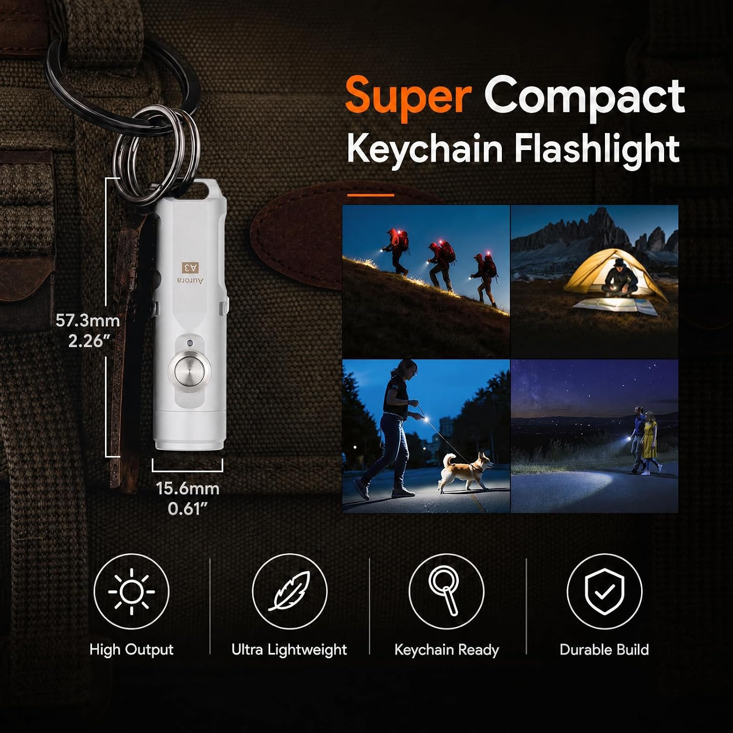 RovyVon A3 Gen 4 Mini Keychain Flashlight, Super Bright 650 Lumens, USB C Rechargeable EDC Flashlight Water-Resistant, Compact and Portable for Everyday Carry, Camping, Hiking, Emergency (Mao White)