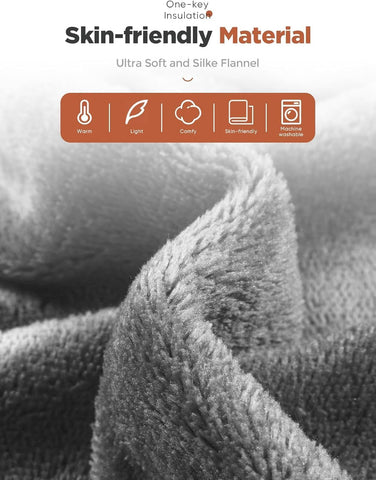 Mlivrom Heated Throw Blanket with 1-9 hrs Timer Auto-Off & 8 Heating Levels, Flannel Electric Blanket Full Body Warmth, ETL Certified & Machine Washable