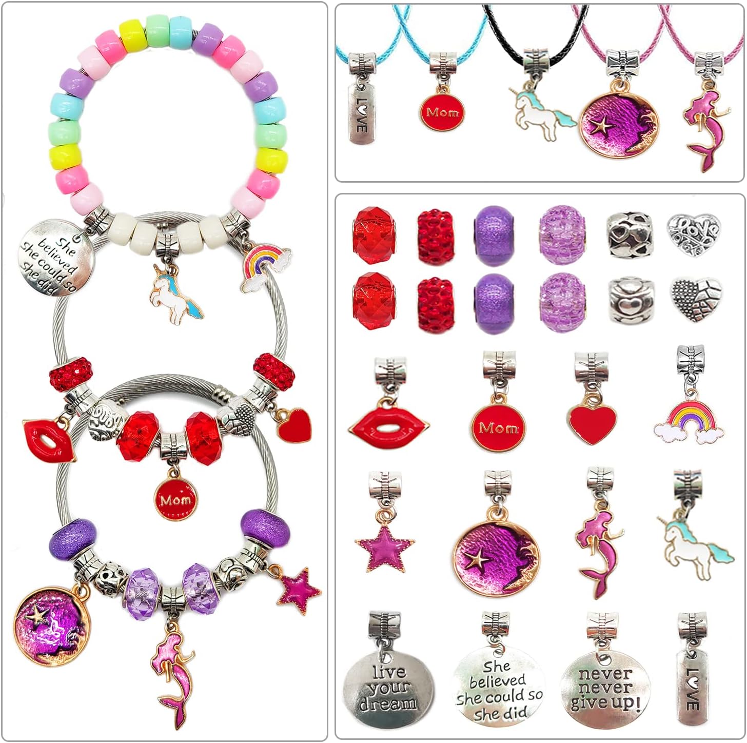 leitait Girls Toys Bracelet Making Kit - 3000pcs Charm Jewelry Making Kit Supplies,Easter Basket Stuffers,Unicorn/Mermaid Crafts Birthday Gifts for Girls Ages 5 6 7 8 9 10 11 12 Years Old