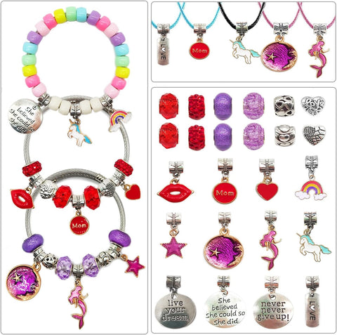 leitait Girls Toys Bracelet Making Kit - 3000pcs Charm Jewelry Making Kit Supplies,Easter Basket Stuffers,Unicorn/Mermaid Crafts Birthday Gifts for Girls Ages 5 6 7 8 9 10 11 12 Years Old