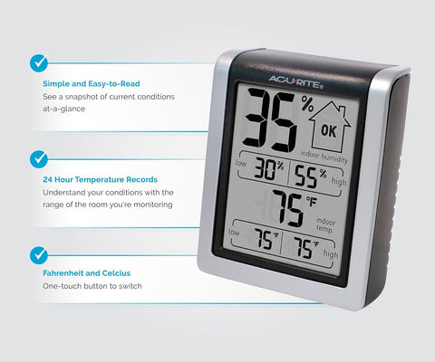 AcuRite Wireless Digital Indoor Thermometer and Hygrometer Monitor for Inside Temperature and Humidity Measurements (00613)
