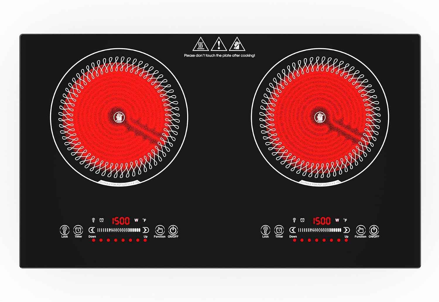 VBGK 24 Inch Electric Cooktop,110V 3000W Electric Stove Top with LED touch Control,8 Power Levels, Kids Lock & 4H Timer,Overheat Protection stove, 2 burner cooktop