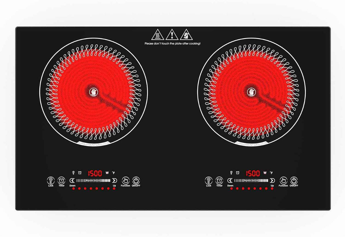 VBGK 24 Inch Electric Cooktop,110V 3000W Electric Stove Top with LED touch Control,8 Power Levels, Kids Lock & 4H Timer,Overheat Protection stove, 2 burner cooktop