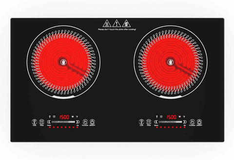 VBGK 24 Inch Electric Cooktop,110V 3000W Electric Stove Top with LED touch Control,8 Power Levels, Kids Lock & 4H Timer,Overheat Protection stove, 2 burner cooktop