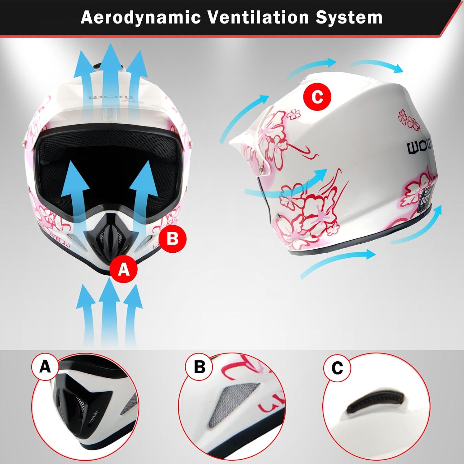 WOW Youth Kids Motocross BMX MX ATV Dirt Bike Dianosour Helmet Dragon + Goggles + Martian Youth Glove Bundle: HJOY MG Bundle