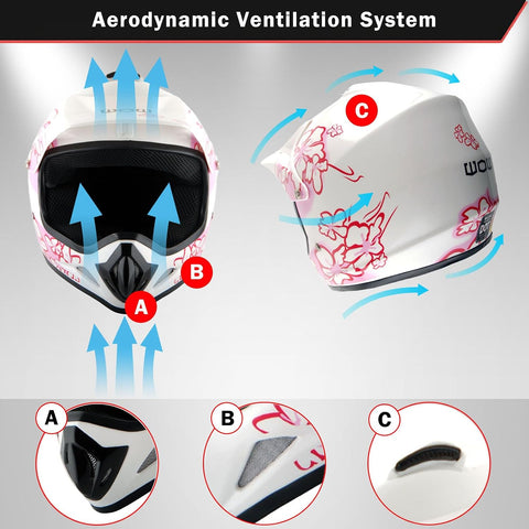 WOW Youth Kids Motocross BMX MX ATV Dirt Bike Dianosour Helmet Dragon + Goggles + Martian Youth Glove Bundle: HJOY MG Bundle