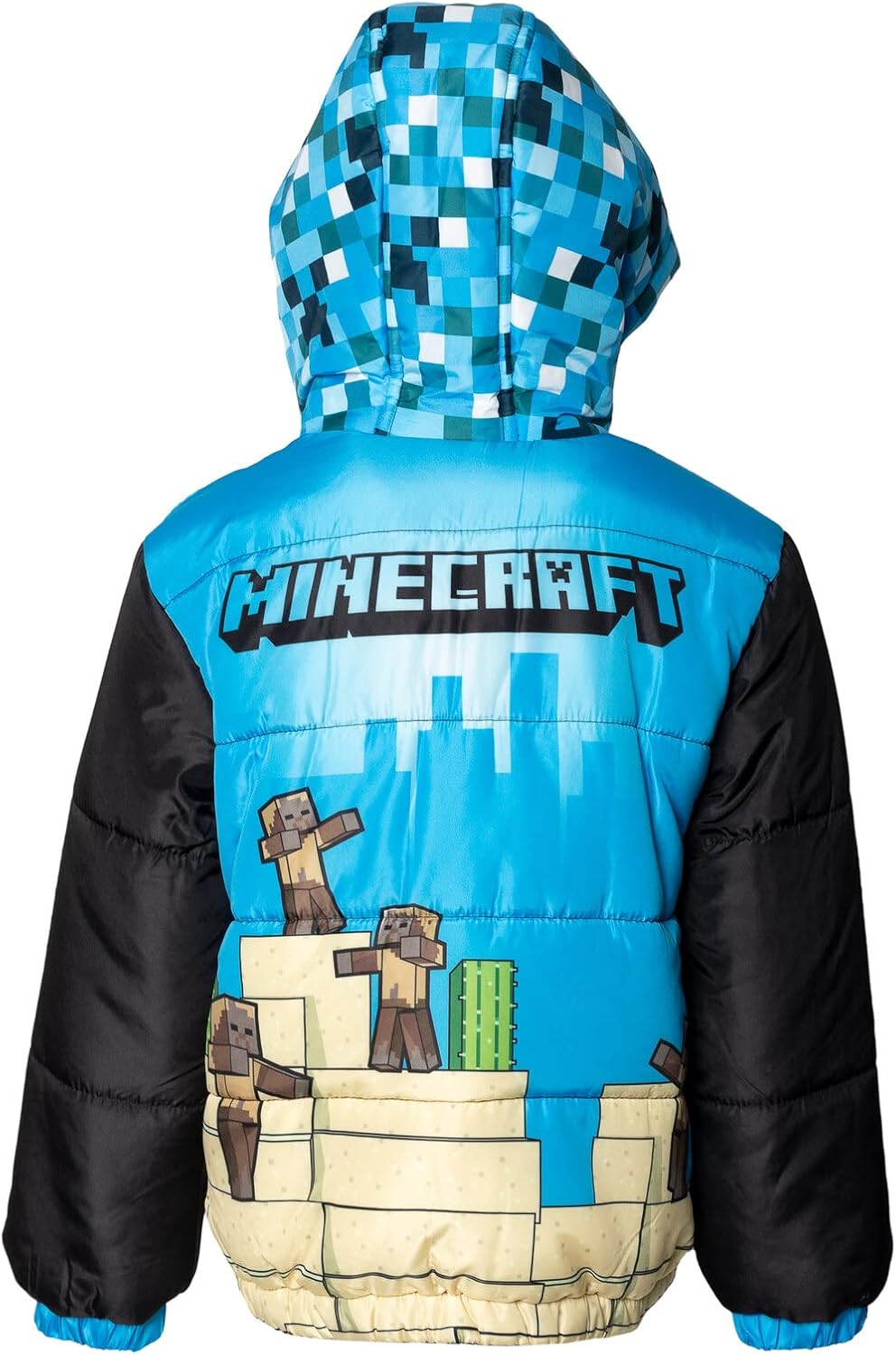 Minecraft Boys' Zip-Up Hooded Puffer Coat Little Kid to Big Kid