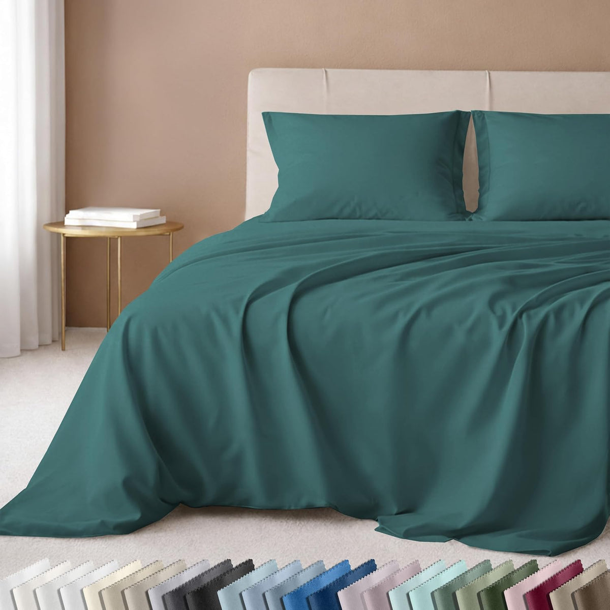 California Design Den 600 Thread Count Twin Size Sheet Set, 3 Pcs Set, Teal