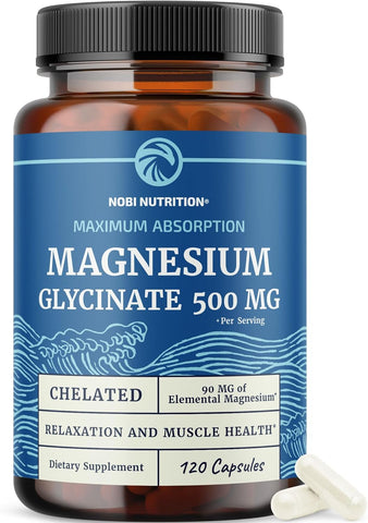 Magnesium Glycinate 500mg, High Absorption, Sleep & Relaxation Support