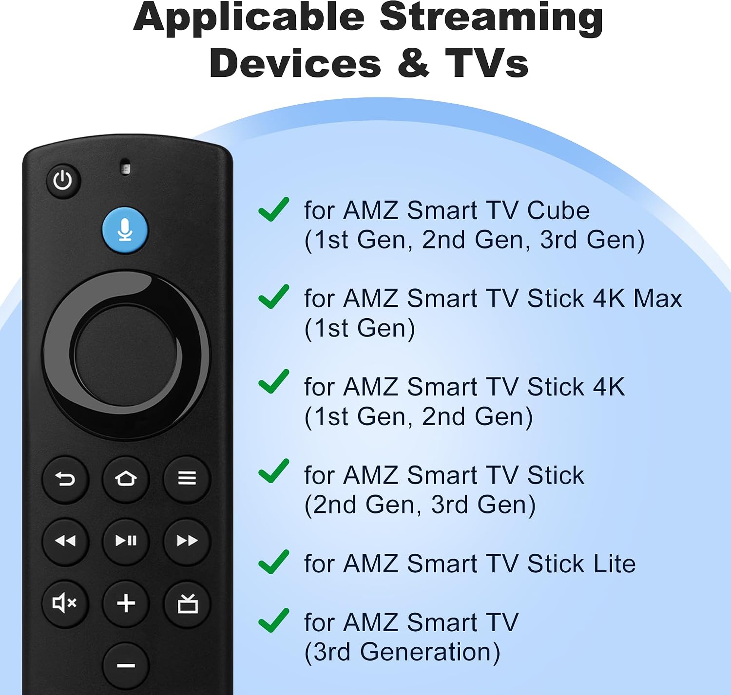 Replacement Firestick Remote Control Compatible with Fire Smart TV Stick Lite/Stick 4K/Smart TV 3rd Gen/TV Cube(2nd Gen/1st Gen/3rd Gen)/TVs Stick(2nd Gen/3rd Gen) with Voice