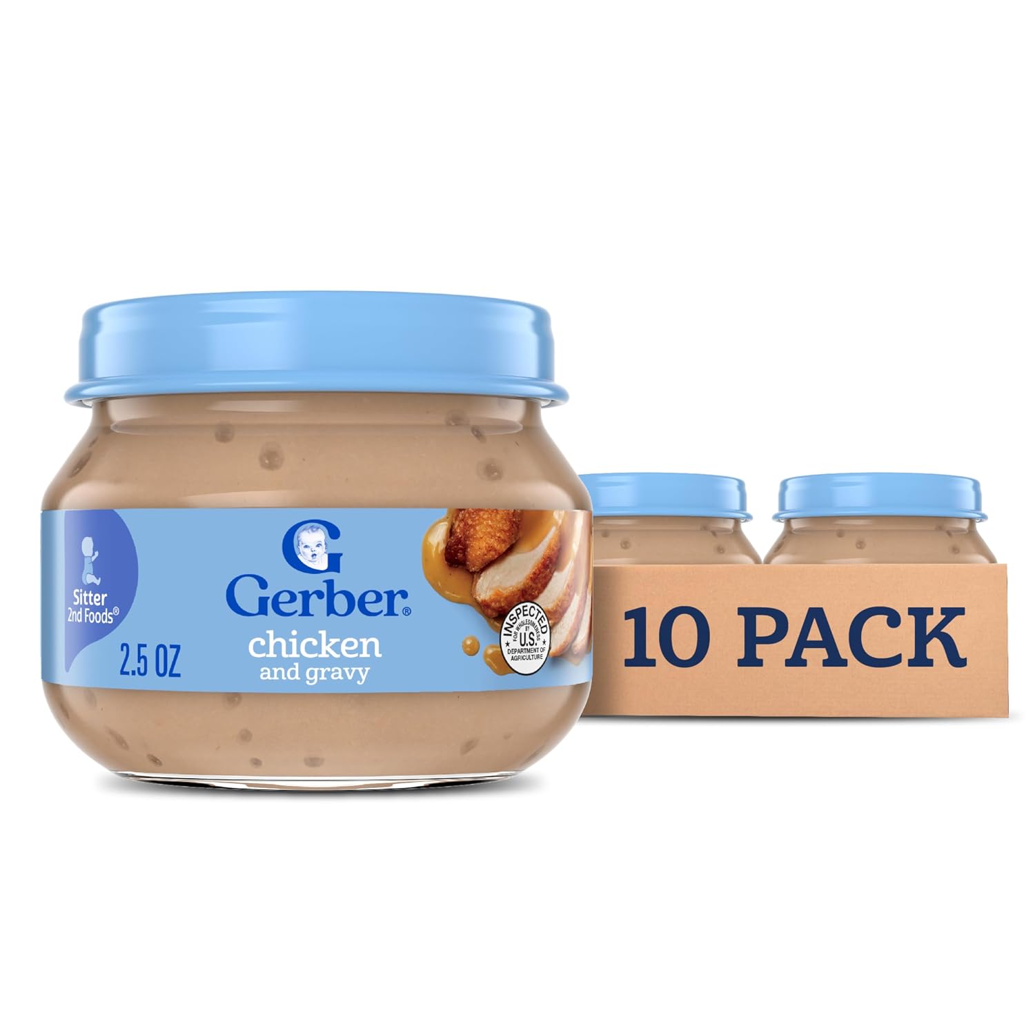 Gerber Stage 2 Chicken and Gravy Baby Food, 2.5 Oz, 10 Pack