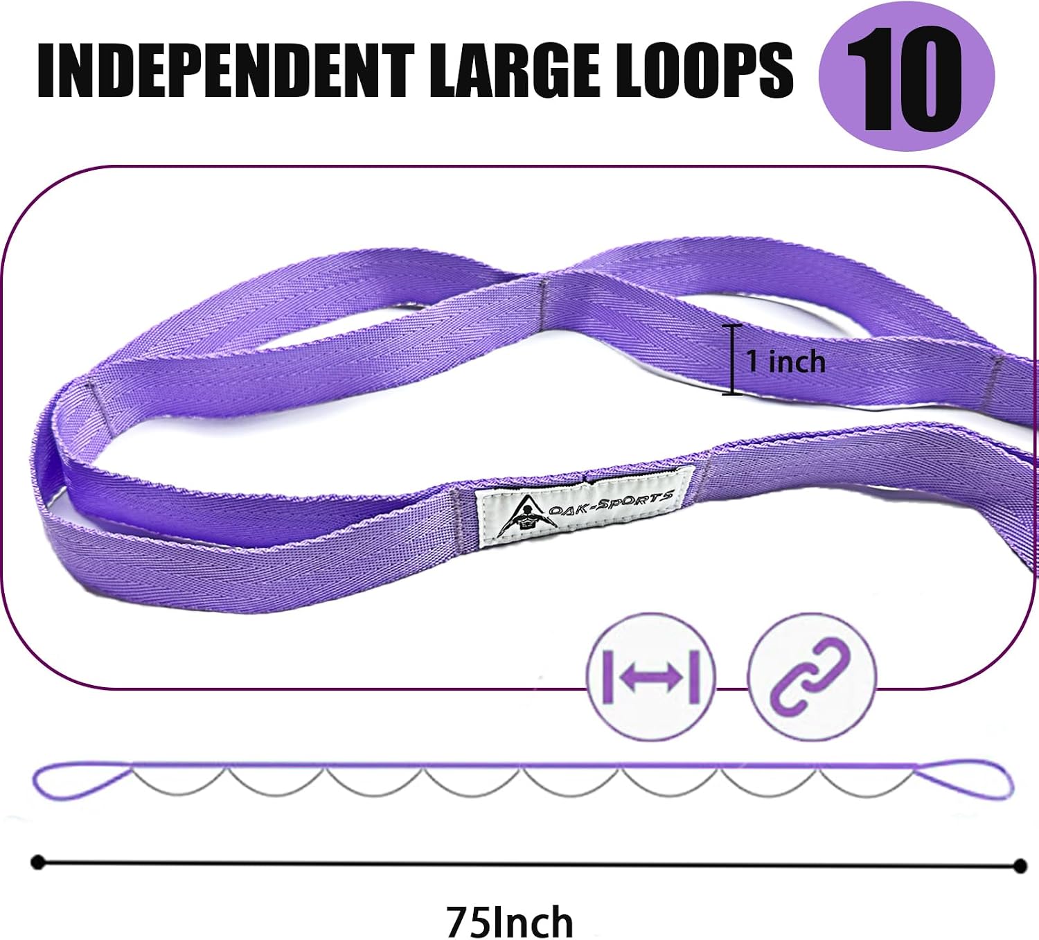 Stretching Strap Yoga Strap with Loops for Physical Therapy, Non-Elastic