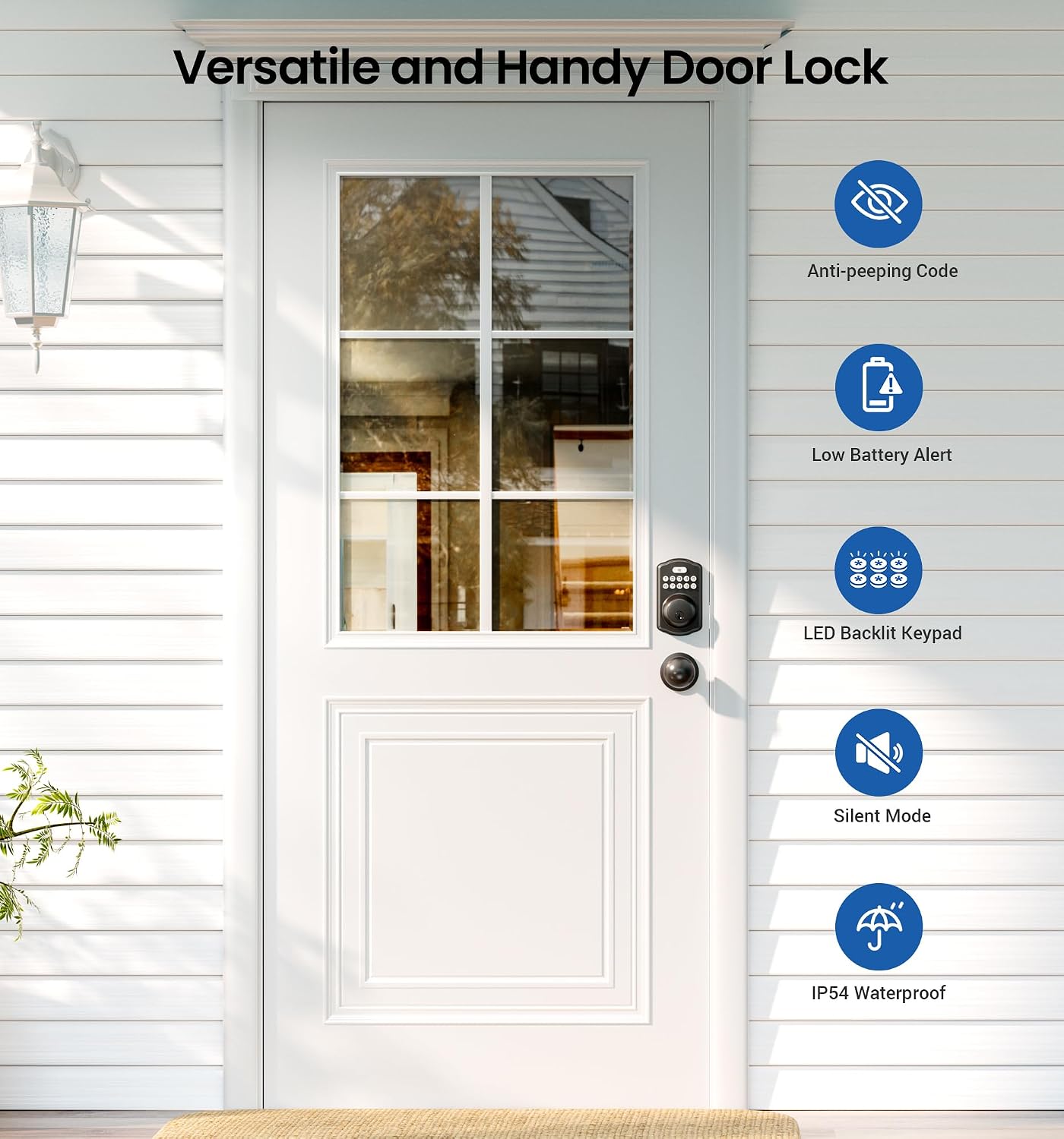 Veise KS01C Keyless Entry Deadbolt Door Lock with Knobs, Matte Black