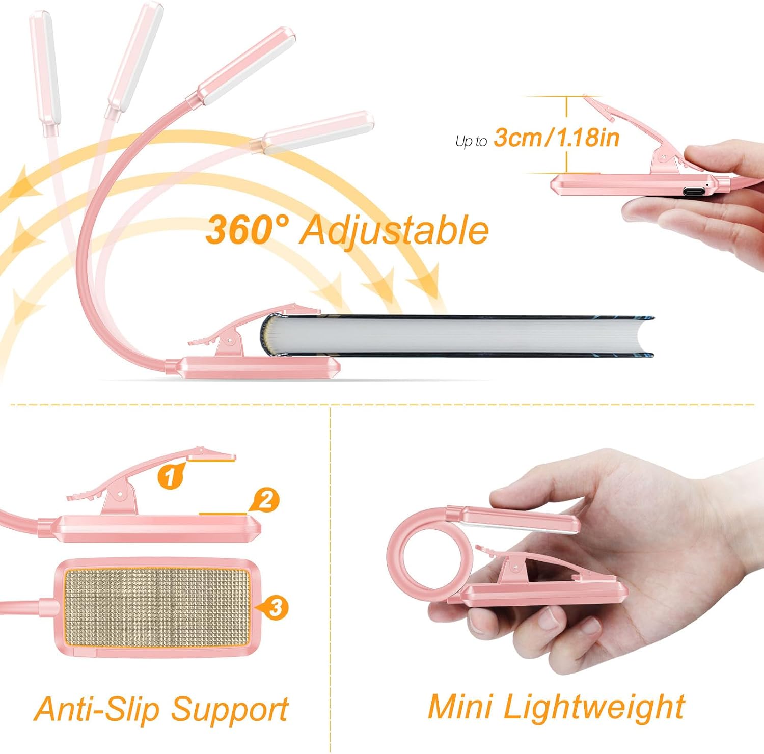 Gritin 9 LED Rechargeable Book Light for Reading in Bed