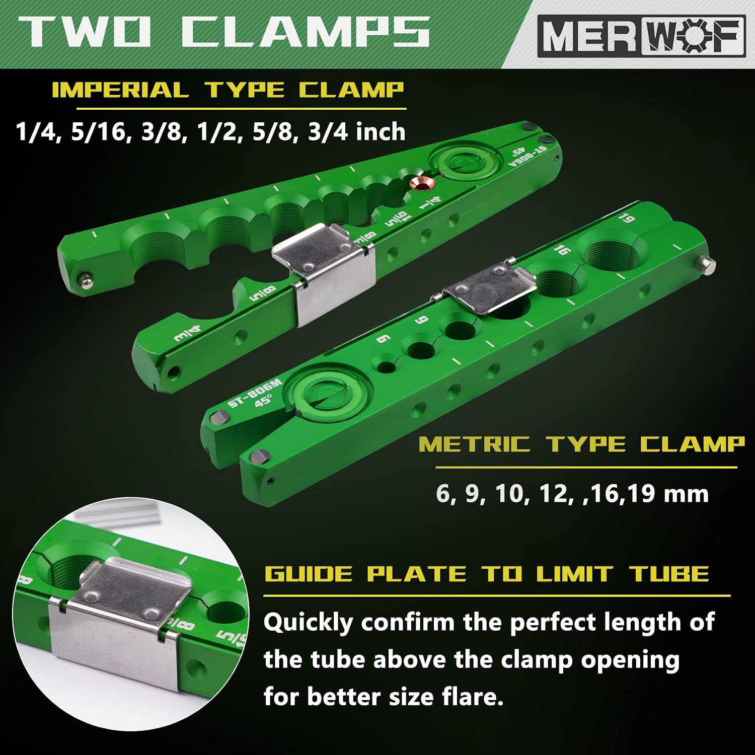 Flaring Tool Kit, 45° Eccentric HVAC Flare Tool for 1/4'' - 3/4'' & 6-19mm