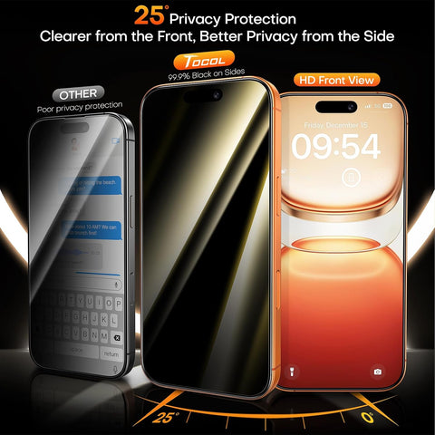 TOCOL for iPhone 17 Pro Privacy Screen Protector