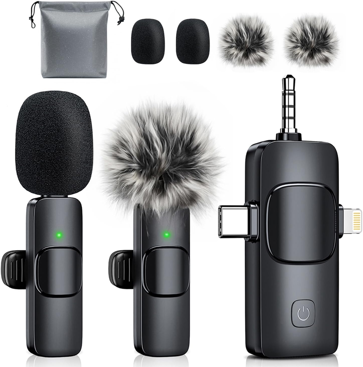 MENERESAS 3-in-1 Mini Microphone for iPhone: Wireless Lavalier Microphones for iOS/Android Devices/Camera - Noise Reduction Lapel Mic - Clip on Mic for Video Recording Vlog/YouTube/Interview