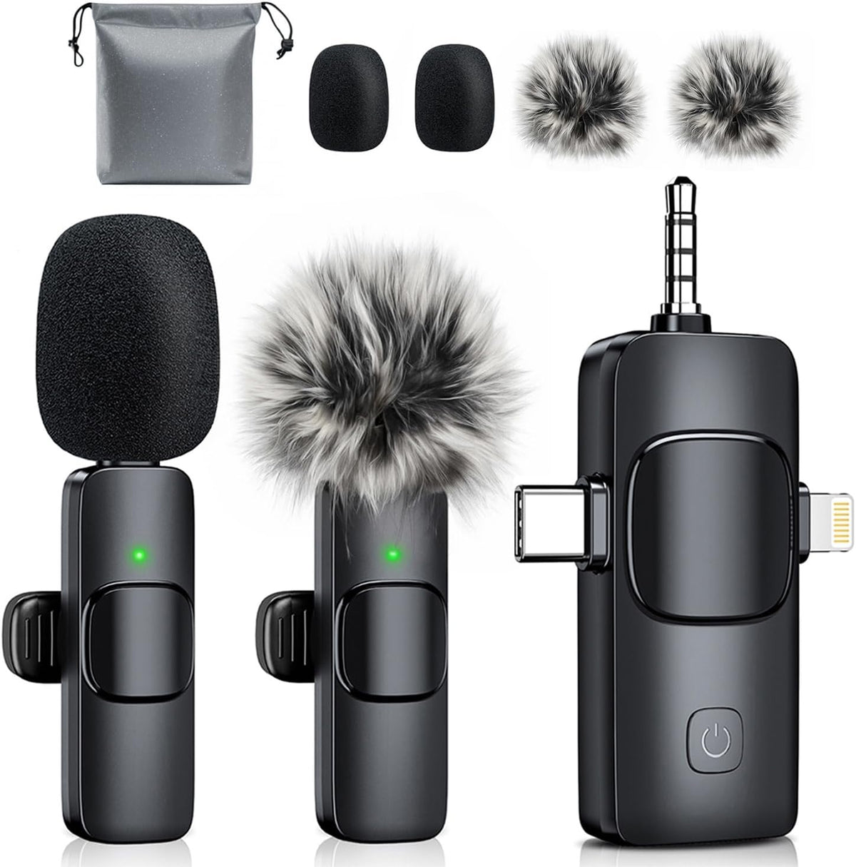 MENERESAS 3-in-1 Mini Microphone for iPhone: Wireless Lavalier Microphones for iOS/Android Devices/Camera - Noise Reduction Lapel Mic - Clip on Mic for Video Recording Vlog/YouTube/Interview