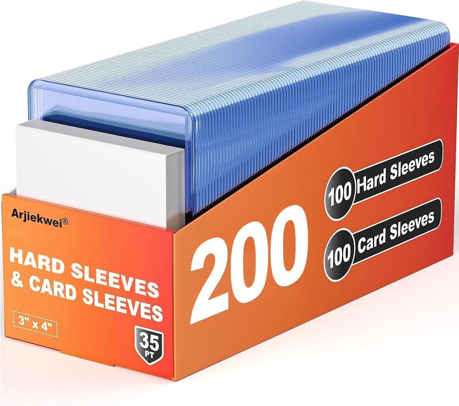 200 Card Sleeves Hard Plastic, Arjiekwei 3"X 4" Trading Card Holder, 35PT