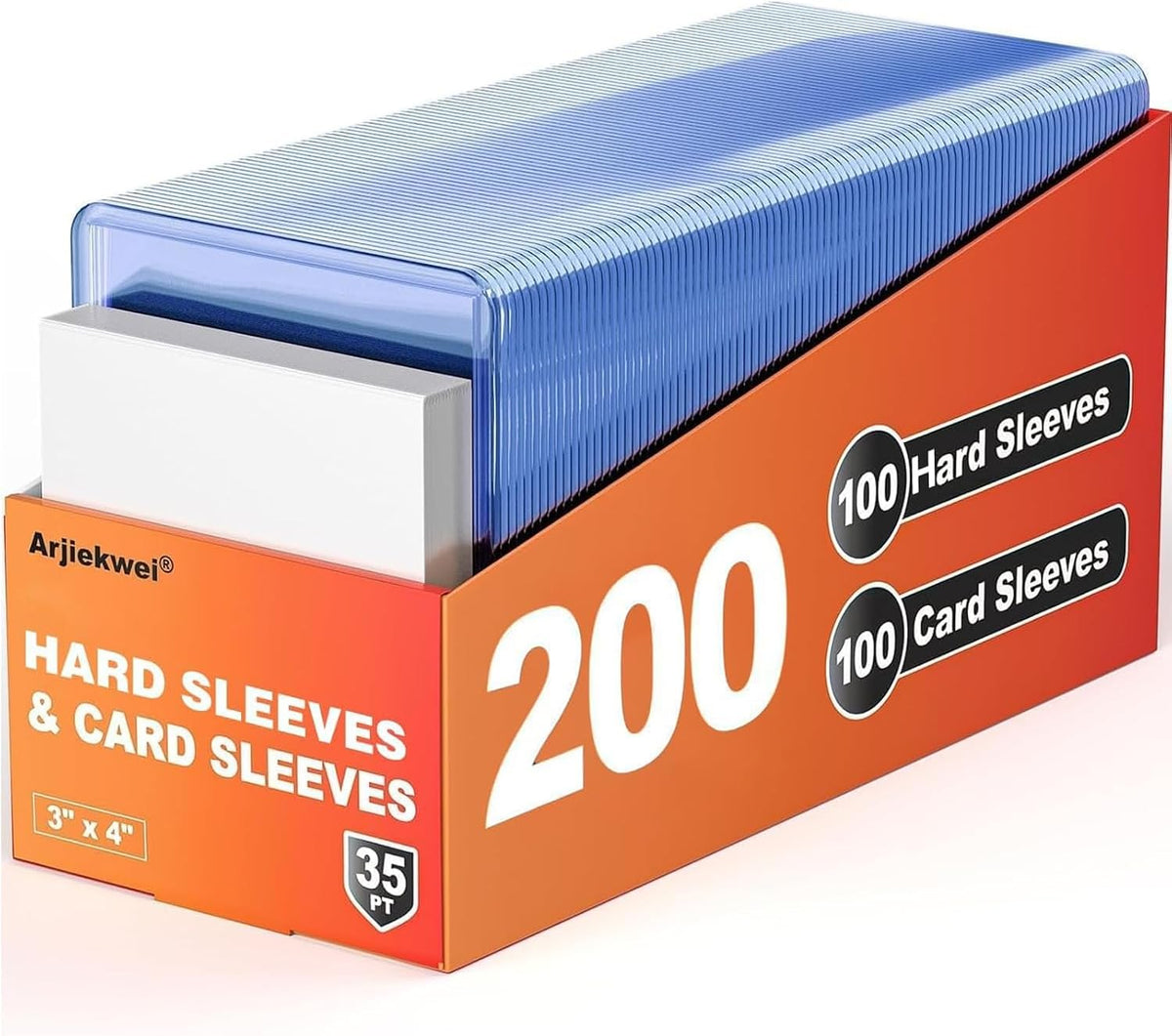 200 Card Sleeves Hard Plastic, Arjiekwei 3"X 4" Trading Card Holder, 35PT