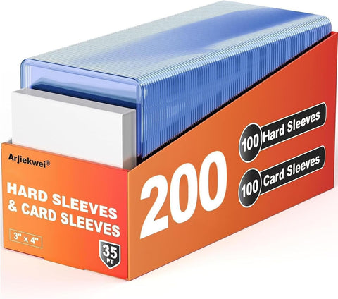 200 Card Sleeves Hard Plastic, Arjiekwei 3"X 4" Trading Card Holder, 35PT