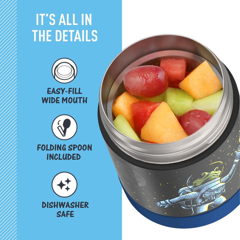THERMOS FUNTAINER Kids Food Jar with Spoon, 10oz, Space Frog