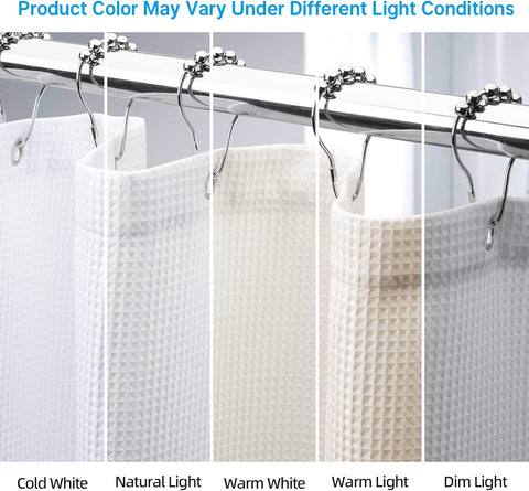 AmazerBath Extra Long Shower Curtains 84 Inches Tall, Waffle Shower Curtain White Heavy Duty, Extra Tall Shower Curtain Fabric, Hotel Quality Bathroom Shower Curtains, 72x84 Inches