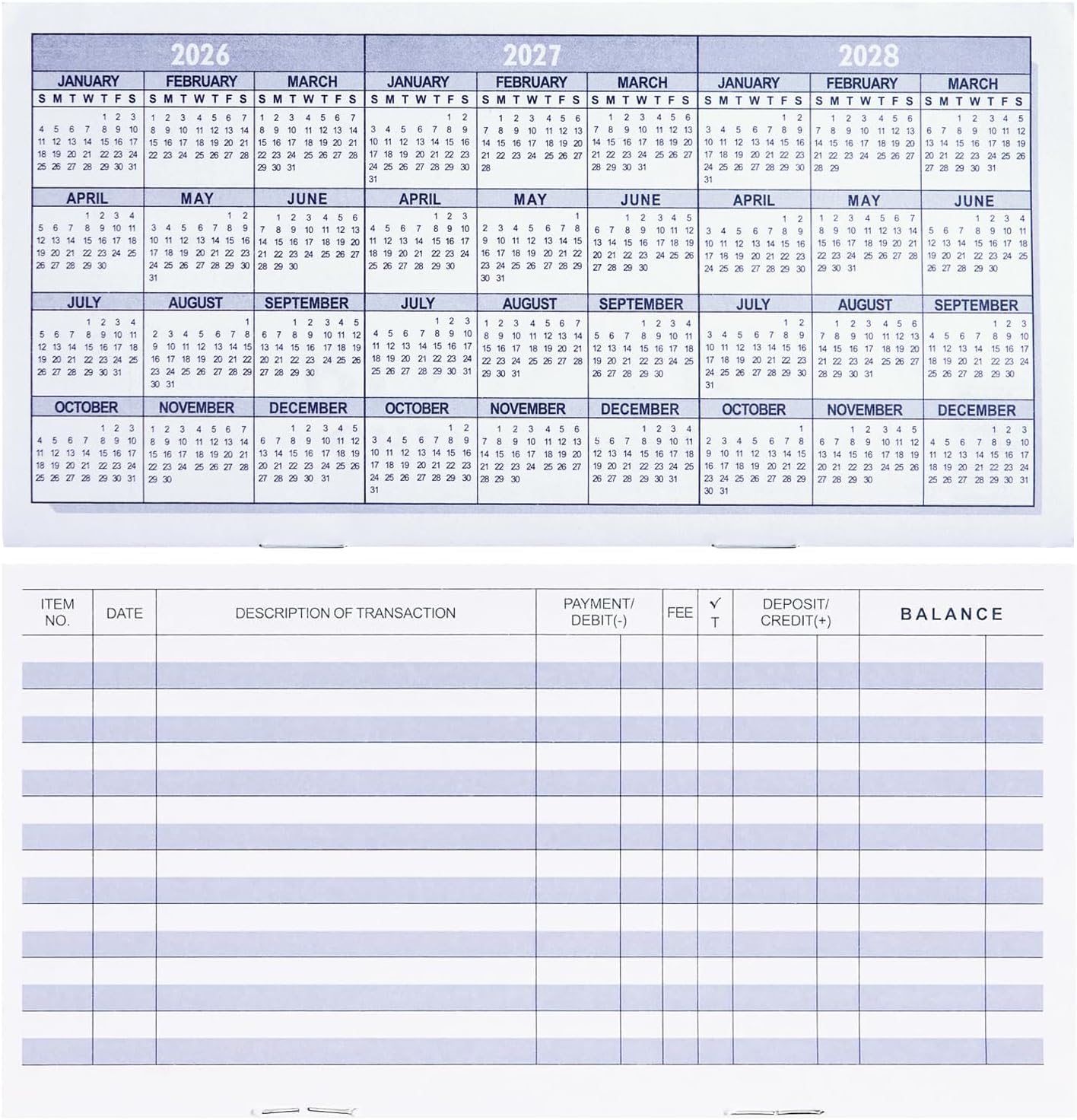 20 Pack Checkbook Register, Check Registers for Personal, Blank Ledger Transaction Registers for Personal or Business Bank, Check Register Book for Checking and Saving Account, Deposit and Credit Card