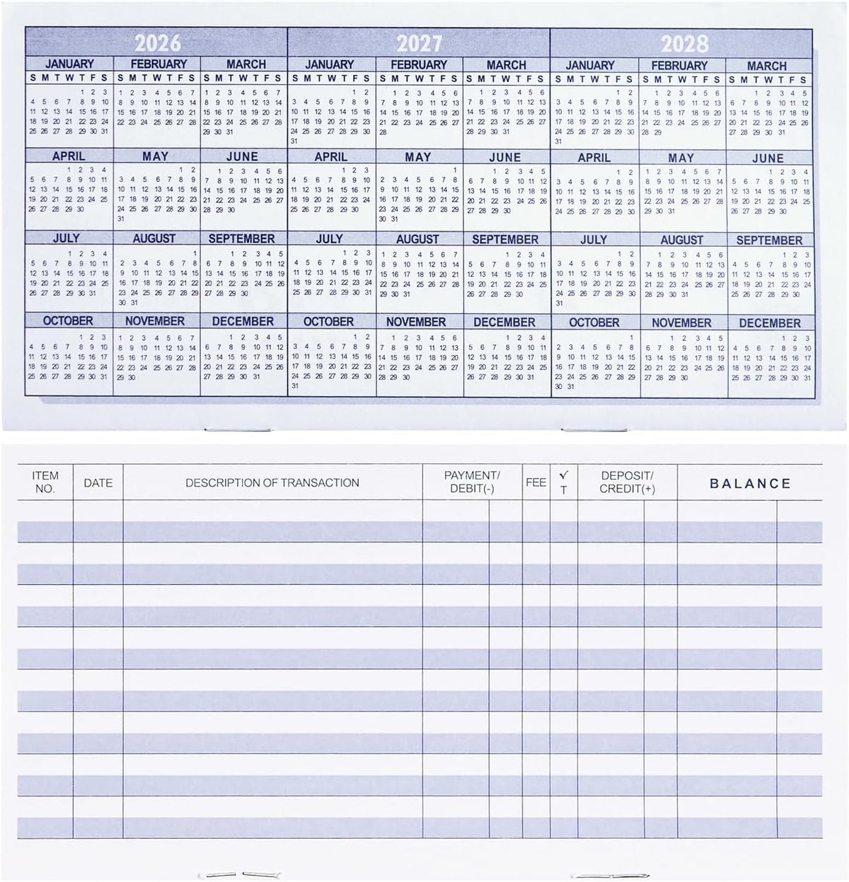 20 Pack Checkbook Register, Check Registers for Personal, Blank Ledger Transaction Registers for Personal or Business Bank, Check Register Book for Checking and Saving Account, Deposit and Credit Card