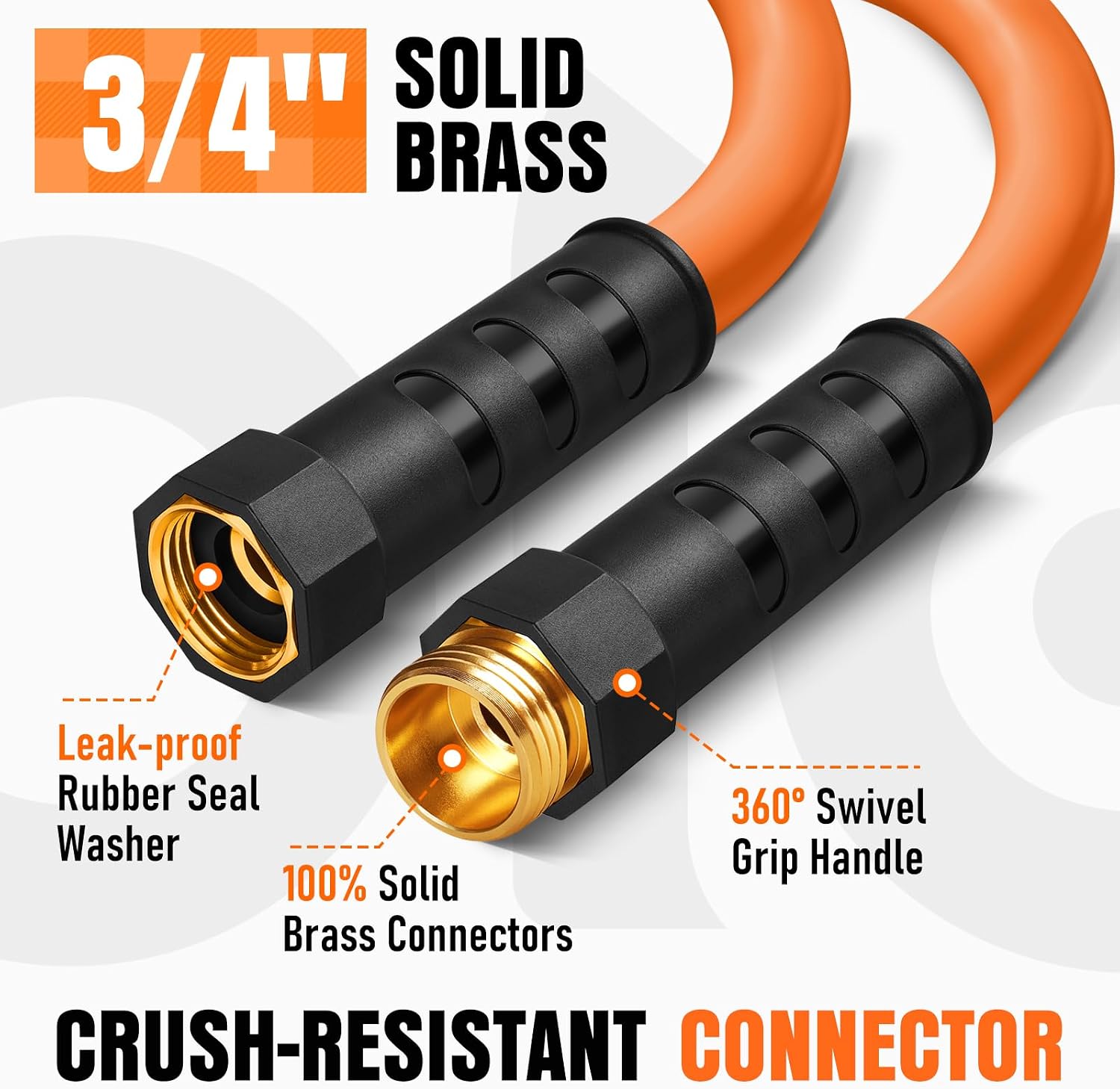 Garden Hose 6 ft x 5/8", NON-EXPANDING Flexible Water Hose, Kink Resistant Lightweight Hybrid Hose, Leakproof Yard Hose with Male to Female Fittings