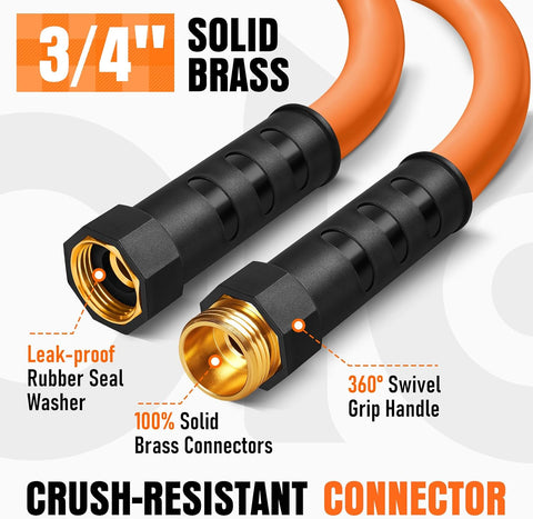Garden Hose 6 ft x 5/8", NON-EXPANDING Flexible Water Hose, Kink Resistant Lightweight Hybrid Hose, Leakproof Yard Hose with Male to Female Fittings