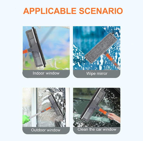 Lajunven Window Squeegee Cleaner Kit,3 in 1 Cleaning Kit with Extension Pole and Cobweb Duster,62‘’ Telescopic Window Washing Equipment with Bendable Head,Window Squeegee Professional for High Window