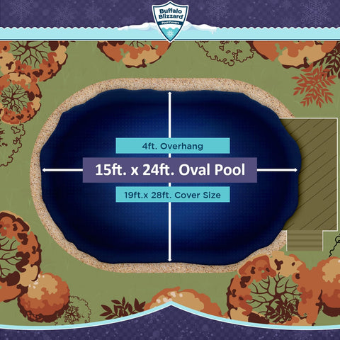 Buffalo Blizzard Deluxe Plus 15 ft x 24 ft Oval Pool Cover | Blue/Black