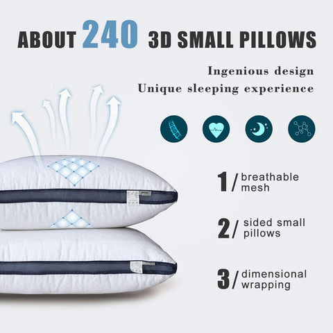 Meoflaw Gusseted Standard Size Bed Pillows Set of 2, Luxury Hotel Pillows