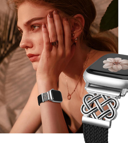 TOYOUTHS Braided Magnetic Band Compatible with Apple Watch Bands 38/40/41/42/44/45/46/49mm Women Men, Dressy Celtic Metal Stretchy Elastic Strap for iWatch Series 11 10 9 8 7 6 5 4 SE/Ultra 3 2 1