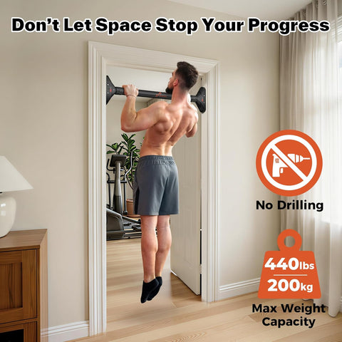 Sportneer Pull Up Bar for Doorway, No-Drill, 29.5-37 in, 440 lb
