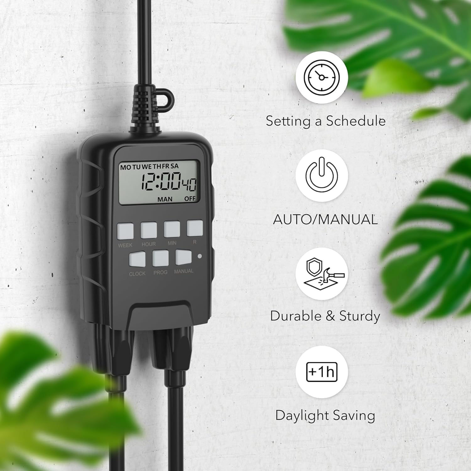 BN-LINK Outdoor 7-Day Programmable Timer Outlet, 2 Outlets