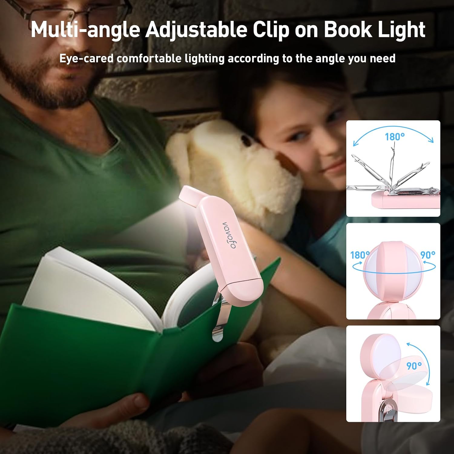 VAVOFO USB Rechargeable Book Light, Bookmark Clip on LED Reading Light