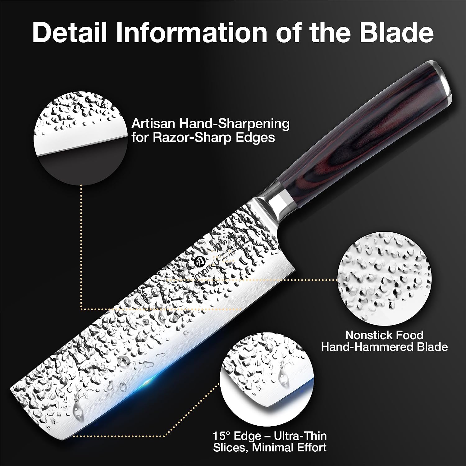 imarku Nakiri Knife 7 Inch,Razor Sharp Japanese Kitchen knife Chef Knife