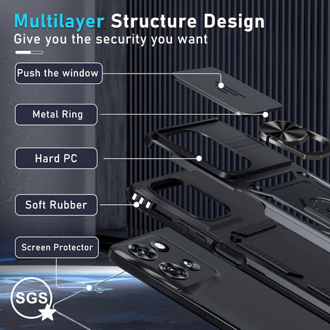 for Moto G 2026/2025 Case,Moto G Play 2026 Case Built in Slide Camera Cover