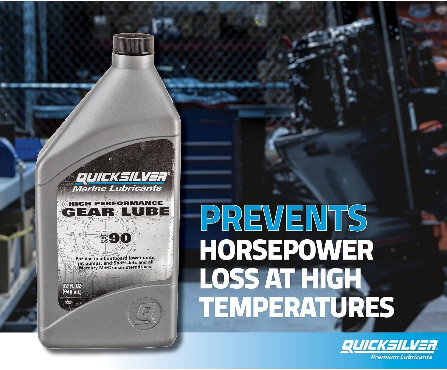 Quicksilver SAE 90 High Performance Gear Lube for Outboards and Sterndrives, 32 oz