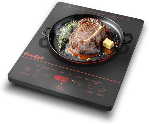 Single Burner Electric Cooktop 1800W 110V Plug in, Orange