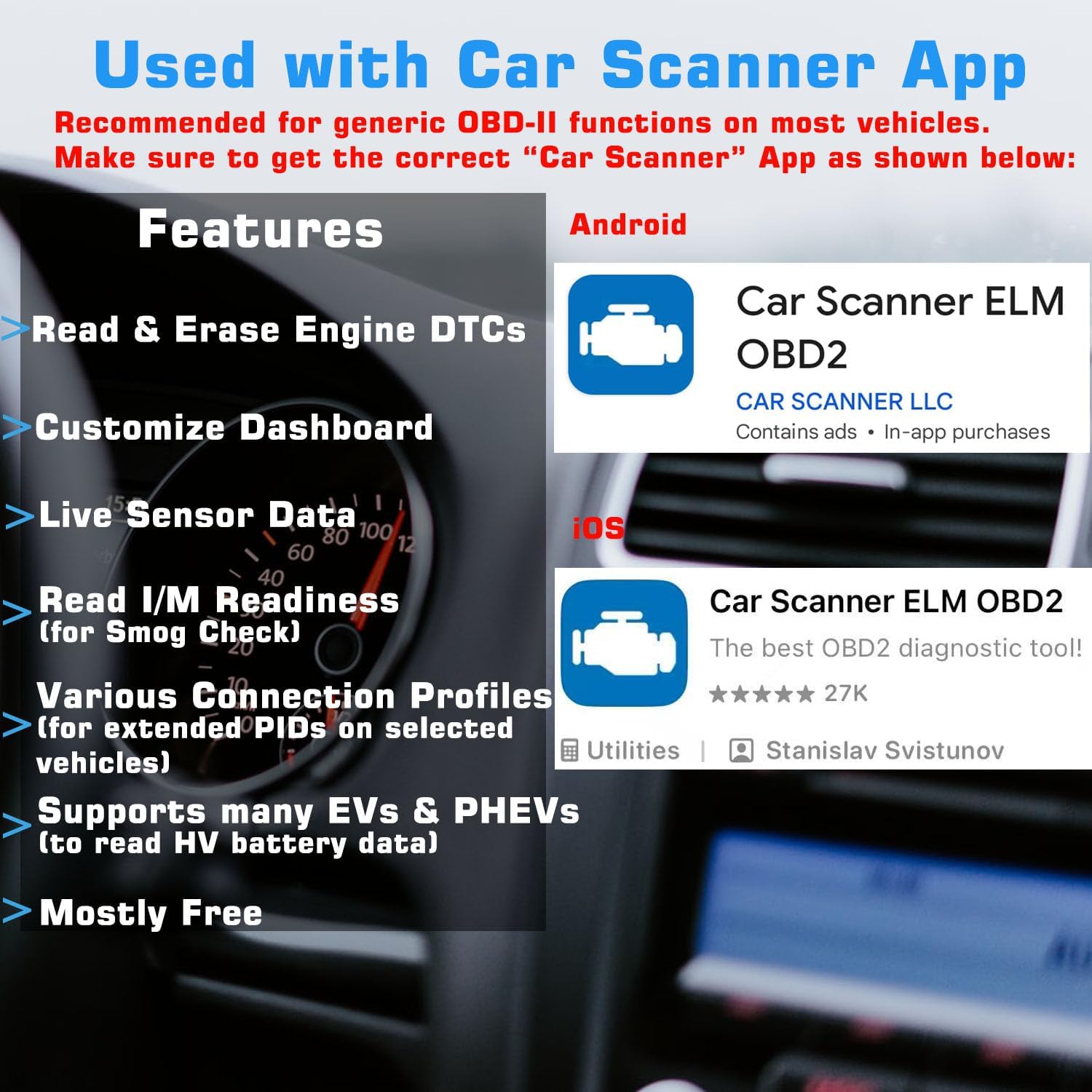 Veepeak OBDCheck BLE Bluetooth OBD II Scanner for iOS & Android, Car Wireless Check Engine Light Code Reader Diagnostic Tool