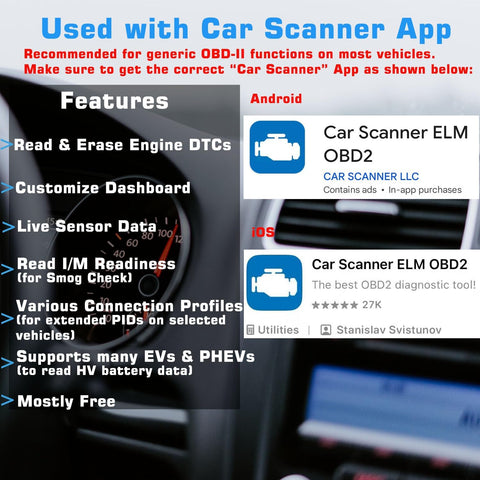 Veepeak OBDCheck BLE Bluetooth OBD II Scanner for iOS & Android, Car Wireless Check Engine Light Code Reader Diagnostic Tool