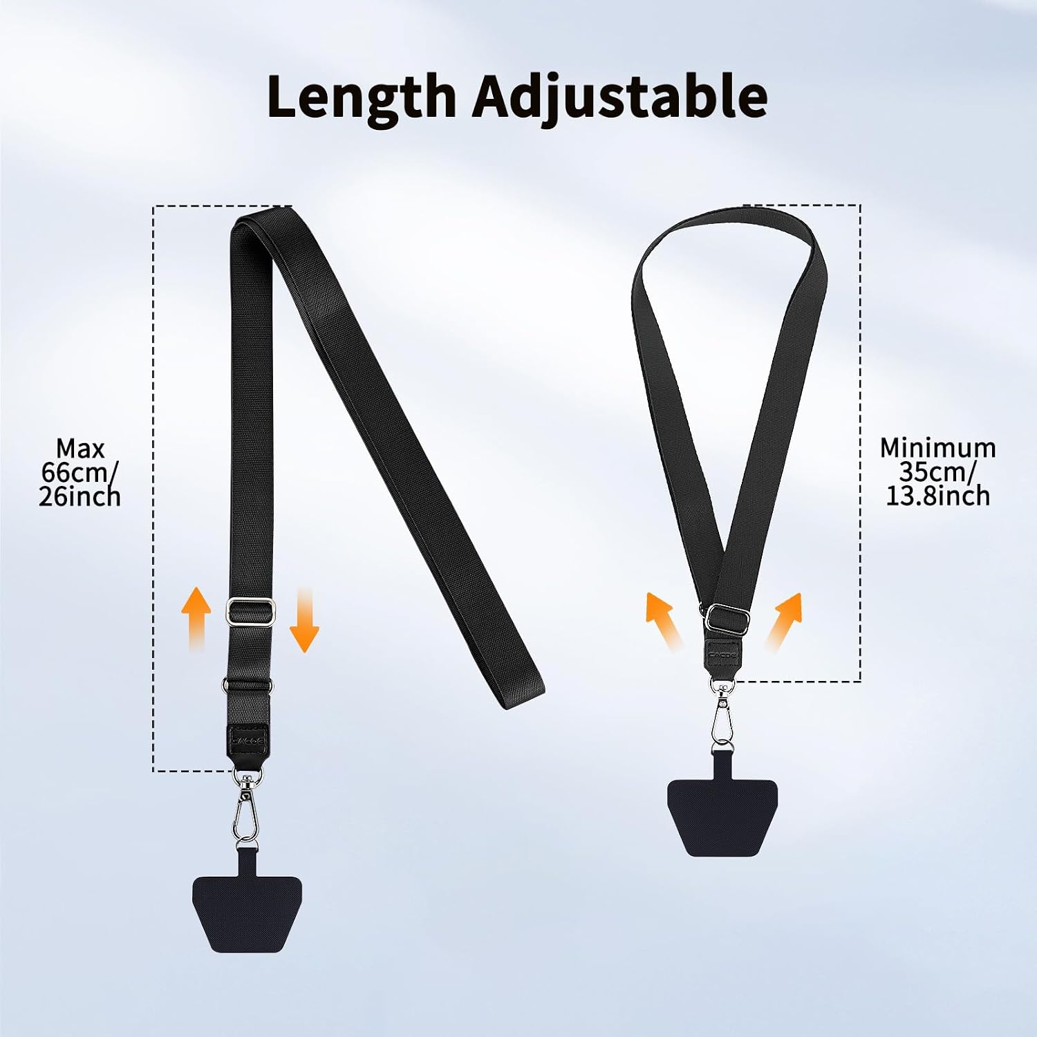 CACOE Phone Lanyard, Black+Black, 2 Pcs