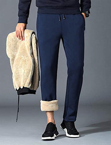 Yeokou Mens Winter Warm Sherpa Lined Active Thermal Jogger Fleece Sweatpants Pant