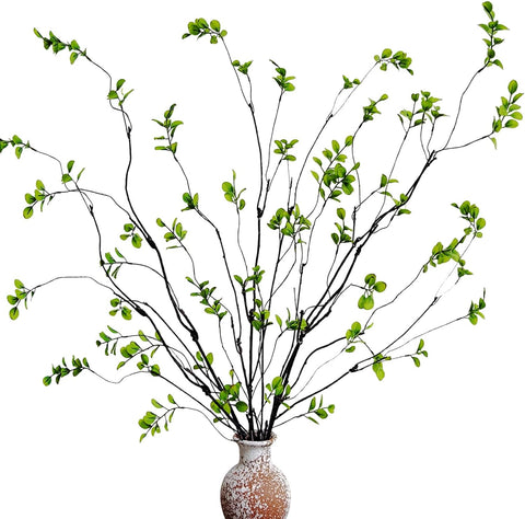 6 Pcs Artificial Ficus Branches Faux Eucalyptus Stems, 47.2 Inch Fake Greenery Stems Artificial Plants for Vase Filler Decoration, Fake Leaves Branches Centerpieces Decor.